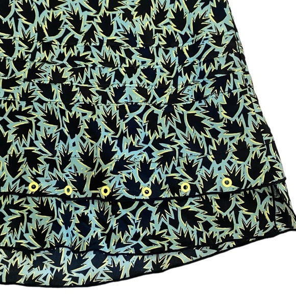 NWT Derek Lam 10 Crosby Dress Leaf Print Grommet Detail Mini in Aqua Black Size8 - Picture 6 of 10